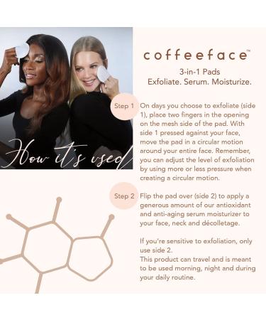 Coffeeface Anti-Aging Moisture Pads with Exfoliation and Hydration | 3-in-1 Textured Skin Treatment | Hypoallergenic for All Skin Types | 16 Count | - Buy Online on GoSupps.com