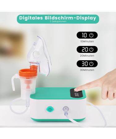 Hithinkmed Compressor Nebulizer Set for Kids & Adults | Inhalation Device with Mask & Mouthpiece | Fuzling Inhalator for Colds & Asthma | Green - Buy Online on GoSupps.com