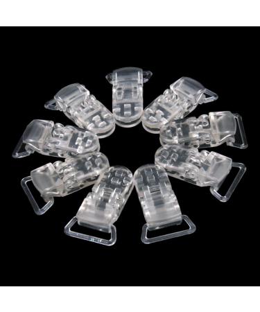 Pack of 10 Clear Plastic Clips - Multifunctional Pacifier Holders | 39 x 16 mm | International Shipping Available - Buy Online on GoSupps.com