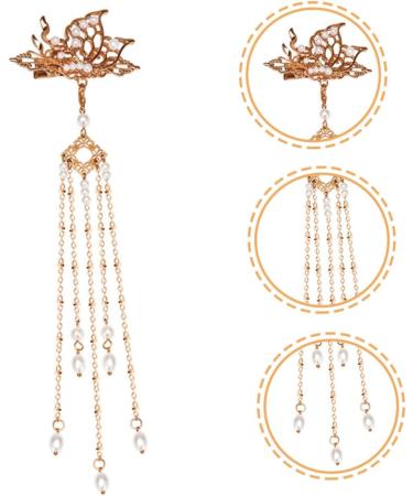 minkissy 1 Pair Antique Headdress Wedding Hair Clip Hair Side Clip Tassel Headpiece Tassel Headdress Decorative Hair Clips Pearl Hair Pin Bride Hair Clip Imitation Pearls Vintage Walk Miss - Buy Online on GoSupps.com