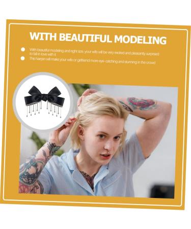 FRCOLOR Bow Hairpin Womens Hair Accessories Black Hair Clips Hair Accessories for Women Goody Hair Clips for Women For Hair Tiara Female Hairpin Tassel Yang Ying Rhinestones - Buy Online on GoSupps.com