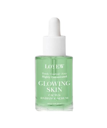 Lovew Glowing Skin Cactus Radiance Korean Premium Serum with Vegan Certified Cactus Extract 17 Types of Amino Acids 8 Natural Ingredients Peptides and Plant-Based Squalene- 33mL - 1.11 Fl Oz