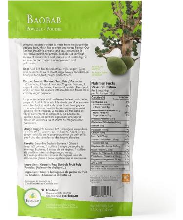 Eco Ideas Organic Baobab Fruit Pulp Powder 113 Grams - Buy Online on GoSupps.com