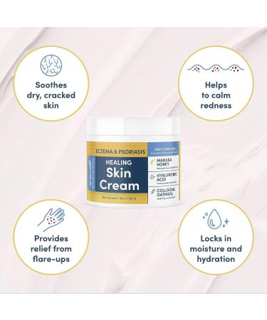 AD RescueWear Healing Skin Cream with Manuka Honey, Hyaluronic Acid & Oatmeal - 4oz - For Eczema & Psoriasis - Buy Online on GoSupps.com