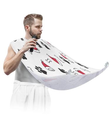 Beard Bib Apron Beard Bib Hair Catcher for Men Shaving and Trimming Non-Stick Waterproof Beard Cape Grooming Cloth Bones Paws Print