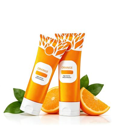 2PCS Orange Exfoliating Gel For Face & Body Exfoliating Cleansing Gel Scrub Moisturize Skin All Types Skin