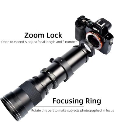 Lightdow 420-800mm f/8.3 Super Telephoto Lens + T Mount Ring for Sony Alpha Mirrorless Cameras - Buy Online on GoSupps.com