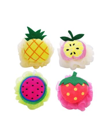 Didiseaon 4pcs Mesh Pouf Large Bath Ball Mesh Sponge Shower Ball Wipe