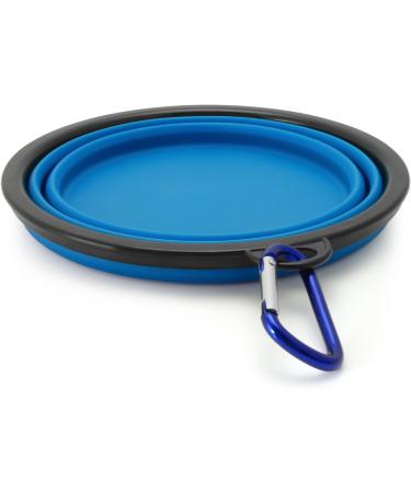 iGadgitz Home Large Foldable Travel Silicone Dog Bowl Food Water Feeding Portable Dish for Pet (Blue) - Buy Online on GoSupps.com