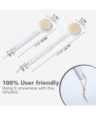 YOLETO Back Scrubber for Shower - Adjustable Long Handle, Soft Bristles - Exfoliating Dry Brush for Women, Elderly, Kids - White - Buy Online on GoSupps.com