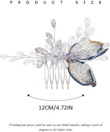 Vakkery Crystal Bride Wedding Hair Comb Silver Beads Hair Pieces Leaf Bridal Hair Accessories for Women and Girls - Buy Online on GoSupps.com