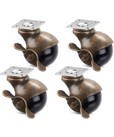 2 inch Ball Caster Wheel Antique Swivel Caster with Top Plate 360 Rotated Mute and Smooth for Office Chairs Sofas