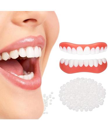 Giural Temporary Denture, Instant Veneers, Natural Denture, Fake Tooth Perfect Smile, Removable Upper and Lower Denture for Men and Women Teeth Whitening