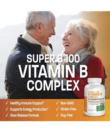 Bronson Vitamin B100 Complex - High Potency Sustained Release, 250 Tablets - Buy Online on GoSupps.com