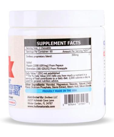 Kids Dental Chewables with Xylitol | Sugar-Free Natural Cherry Flavor | Oral Health Tablets with Papain & Bromelain | Supports Healthy Teeth & Gums Fresh Breath & Helps with Dry Mouth | 60 Count 1 - Buy Online on GoSupps.com