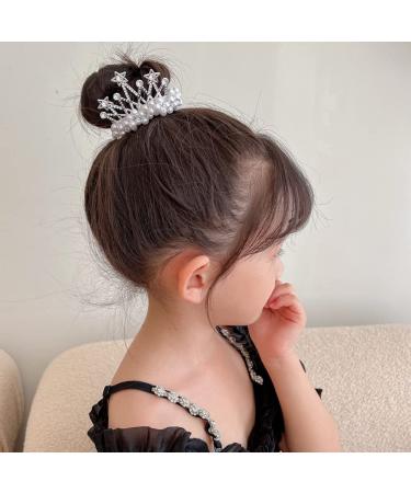 White Pearl Crown Hair Ties Set - 7 Pcs Elastic Hair Scrunchies with Beaded Ponytail Holder for Women and Girls - Buy Online on GoSupps.com