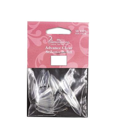 Pro Impressions Advance Clear Stiletto 50 Nail Tips Size 10