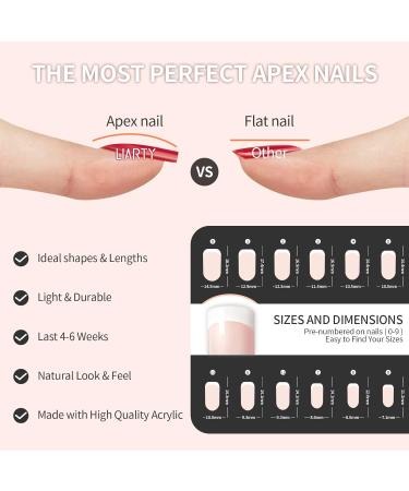 240 Pcs Short False Nails Acrylic Full Cover Nails in Simple Case - 12 Sizes, Natural French Design (240Pcs) - Buy Online on GoSupps.com