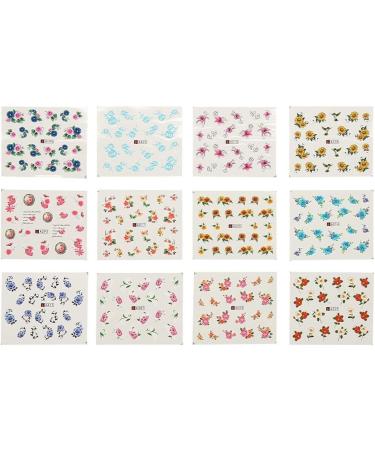 DIY Decals- 50 Sheets Mixed Flower Butterfly Cartoon Nail Art Water Transfer Sticker Nail DIY Decals(BLE) - Buy Online on GoSupps.com