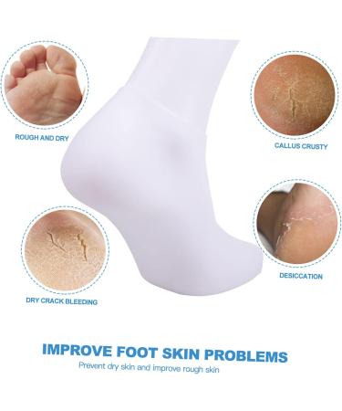 Housoutil 1 Pair Protective Socks Cracked Spa Socks Moisturizing Treatment Socks Gel Socks for Cracked Feet Silicone Heel Socks Womens Socks Sebs Foot Miss White Nursing Socks 20X12cm - Buy Online on GoSupps.com