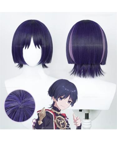 Xingwang Queen Anime Cosplay Wig - Short Black & Blue Highlight Purple Heat Resistant Party Wig for Costume & Events - Buy Online on GoSupps.com