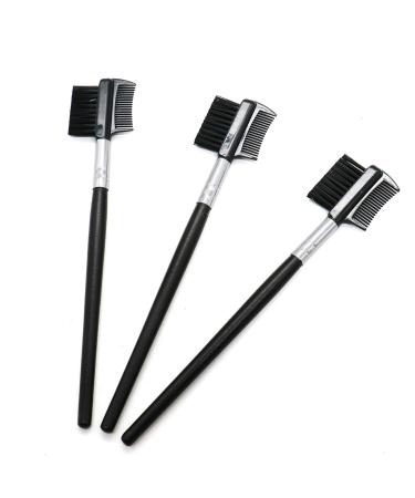 3 Pack Eyebrow Eyelash Dual Comb Extension Brush Portable Eye Powder Foundation
