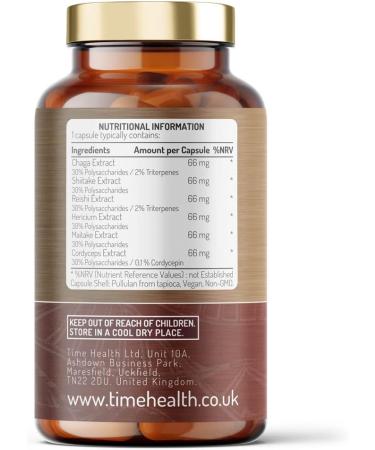 Mushroom Complex 6 | 120 Capsules | 12000mg Strength | Chaga Cordyceps Shiitake Reishi Lions Mane Maitake | Vegan | UK Made - Buy Online on GoSupps.com