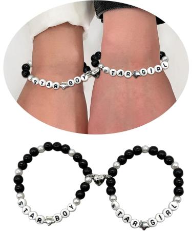 Oralgos Colorful Pearl Bracelets - Stackable Star-Shaped Jewelry Trendy Valentine's Day Accessory 2-Piece Hand Chain Set - Buy Online on GoSupps.com