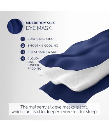 22 Momme Silk Sleep Mask - Pure Mulberry Eye Mask for Total Blackout | Adjustable for Travel & Sleep - Unisex Blue - Buy Online on GoSupps.com
