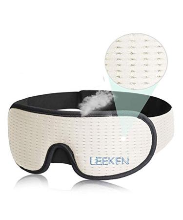 LEEKEN 3D Sleeping Eye Mask - 100% Lights Blockout Sleep Mask for Men Women Cool Sports Fabric Eye Cover for Travel/Nap/Night Sleeping Comfortable and Breathable Mesh-white