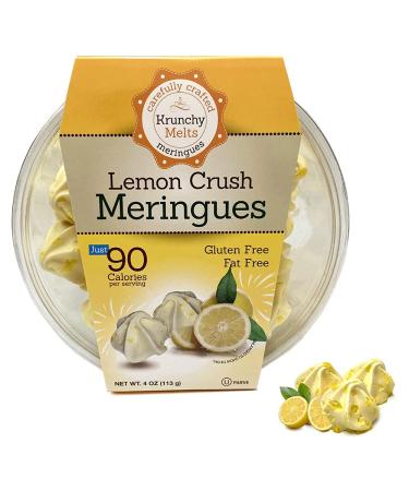Krunchy Melts - Original Meringue Cookies - Lemon Crush Flavor - Meringues - Fat Free - Gluten Free - Nut Free - 90 Calories Per Serving - Low Calorie Snack - Sweet Treats - 4 Oz