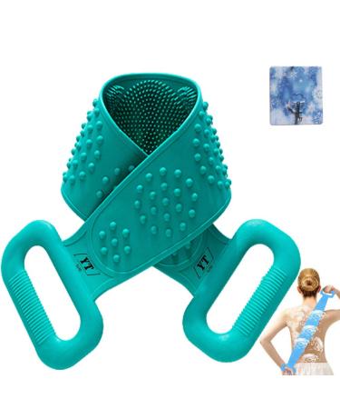 Silicone Body Scrubber Bath Shower Towel Back Cleaning Shower Strap Silicone Body Brush  Body Wash Silicone Scrubber Belt for Men Women  Easy to Clean(Green) 85cm Green