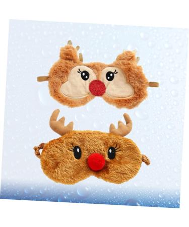 NOLITOY Christmas Deer Eye Mask - 2pcs Plush Blackout Sleep Masks | Furry Animal Eye Shades for Travel & Relaxation - Buy Online on GoSupps.com