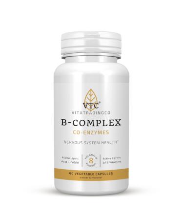 VTC VitaTradingCo. B-Complex Coenzymes | 8 Essential B Vitamins | with Alpha Lipoic Acid & CoQ10 | Nervous System Health & Energy Metabolism Support | 60 Veggie Capsules