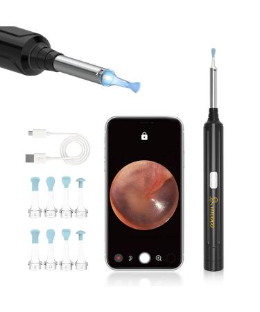 VITCOCO Ear Wax Removal, Wireless Ear Cleaner with 1296P HD Ear Camera and 3.9mm Ear Otoscope, Earwax Removal Tool with 6 LED Lights, Kids Adults Ear Cleaning Endoscope for iPhone Android Phones Black