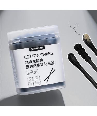 SINWUAS Black Cotton Swab Ear Spoon - Double-Headed Design (100 Pack) - Say Goodbye to Earwax with Ease! - Buy Online on GoSupps.com