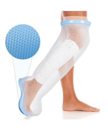 Waterproof Leg Cast Cover for Shower, with New Upgraded Non-Slip Padding Bottom, Reusable Sealed Watertight Foot Protector to Keep Wound & Bandages Dry, Perfect Fit for Leg Foot Ankle