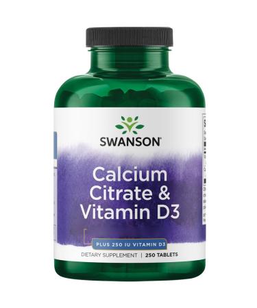 Swanson Calcium Citrate & Vitamin D 630mg Calcium / 500IU Vitamin D3 per Daily Dose 60 Tablets Lab Tested Soy Free Gluten Free Non-GMO