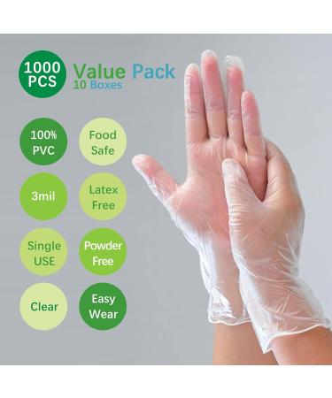 Dr. GreenPanda Clear Vinyl Gloves - 1000 Pack - Food Safe, Latex & Powder Free, Large Size for Cooking, Cleaning, and Food Service Prep - Buy Online on GoSupps.com
