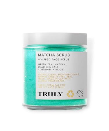 Truly Matcha Face Scrub 4 Oz! Infused with Green Tea Matcha Dead Sea Salt & Vitamin A Boost! Cruelty & Vegan Free