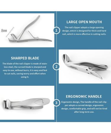 Nail Clippers - Wide Jaw Opening Toenail Clippers for Thick Nails Sharp Curved Blade Large Fingernail Clippers Heavy Duty Nail Cutter Trimmer for Men Seniors with Nail File Storage Bag & Box(Silver) - Buy Online on GoSupps.com