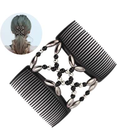 Beaded Hair Clip Double Stretchy Hair Comb Elastic Beads Hair Combs for Women Girls Hair Accessory - Buy Online on GoSupps.com
