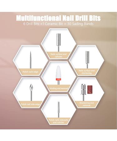 EVASSAP Cordless Electric Nail Drill Set - Portable Rechargeable Manicure Pedicure Tool (Gold) - Buy Online on GoSupps.com