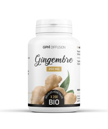 Organic Ginger - 250 mg - 200 vegetable capsules