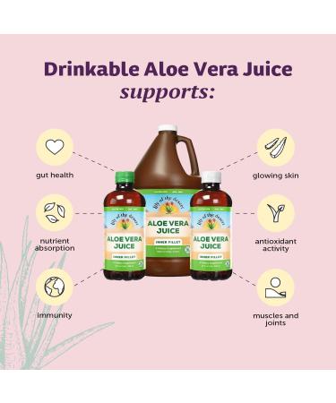 Lily of the Desert Aloe Vera Juice - Inner Fillet Aloe Vera Drink Organic Aloe Juice with Natural Vitamins Digestive Enzymes for Gut Health Stomach Relief Wellness Glowing Skin 128 Fl Oz - Buy Online on GoSupps.com