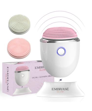 Face Scrubber Portable Facial Cleansing Brush Sonic Facial Cleansing Brush Face Exfoliator Rechargeable Wireless Face Cleansing Brush Electric Face Brushes for Cleansing and Exfoliating Wireless Charging Face Wash Brush with 2 Attachments