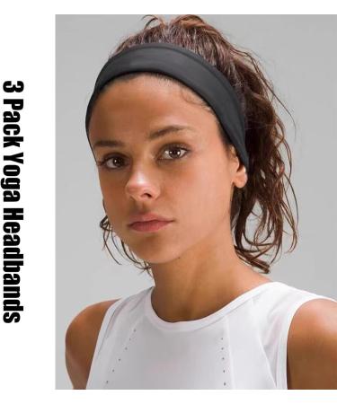 Pack of 3 Yoga Hair Bands for Women - Elastic Sports Headbands for Gym & Exercise | Black White & Gray - Buy Online on GoSupps.com