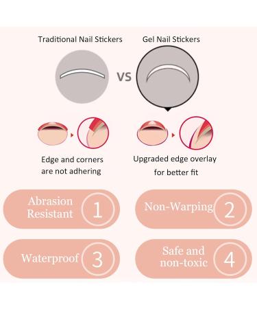 Semi Cured Gel Nails Strips 16 Stickers Nail Wraps Long Lasting Gel Nail Stickers with Soft Glossy Gel Finish Salon-Quality Gel Nail Strips for Nails French Tip Manicure UV/LED Lamp Required - Buy Online on GoSupps.com