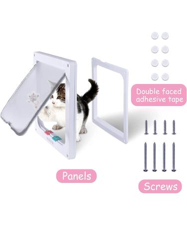4-Way Locking Cat Flap Door for Interior & Exterior - White Medium Size for Cats & Small Dogs - Buy Online on GoSupps.com