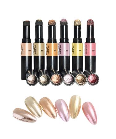 Warm Girl Chrome Air Cushion Nail Glitter Magic Powder Pen Holographic Nails Powder Mirror Effect and Long Lasting DIY Nail Art Decoration